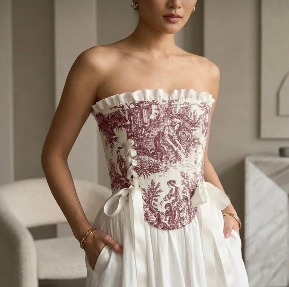 Bordo Fransız Vici Corset